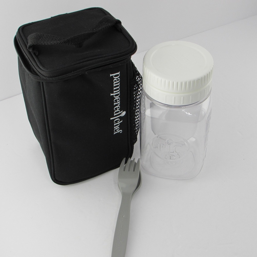 Pampered Chef Make & Take Mason & Snack Jar Lunch Box Carrier Bag Healthy Adult